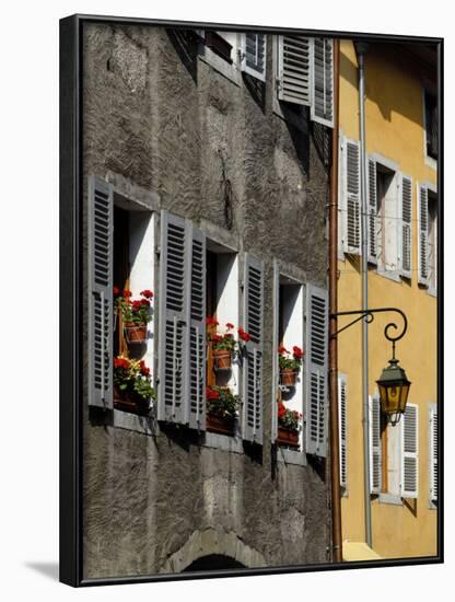 Flower Bedecked Shuttered Windows, Rue Sainte-Claire, Annecy, Rhone Alpes, France, Europe-Richardson Peter-Framed Photographic Print