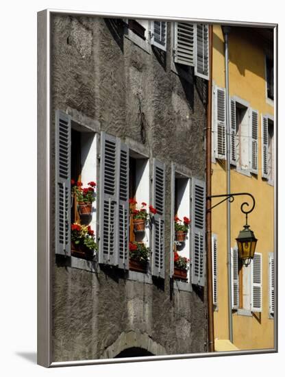 Flower Bedecked Shuttered Windows, Rue Sainte-Claire, Annecy, Rhone Alpes, France, Europe-Richardson Peter-Framed Photographic Print