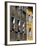 Flower Bedecked Shuttered Windows, Rue Sainte-Claire, Annecy, Rhone Alpes, France, Europe-Richardson Peter-Framed Photographic Print