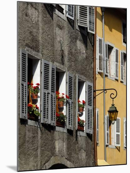 Flower Bedecked Shuttered Windows, Rue Sainte-Claire, Annecy, Rhone Alpes, France, Europe-Richardson Peter-Mounted Photographic Print