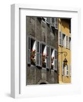 Flower Bedecked Shuttered Windows, Rue Sainte-Claire, Annecy, Rhone Alpes, France, Europe-Richardson Peter-Framed Photographic Print