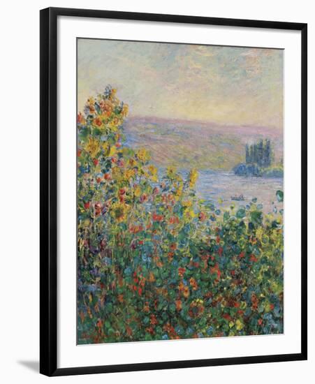 Flower Beds at Vetheuil, 1881-Claude Monet-Framed Giclee Print