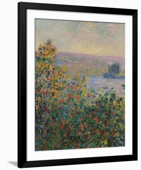 Flower Beds at Vetheuil, 1881-Claude Monet-Framed Art Print