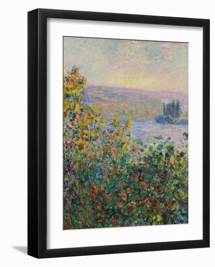 Flower Beds at Vetheuil - Focus-Claude Monet-Framed Giclee Print