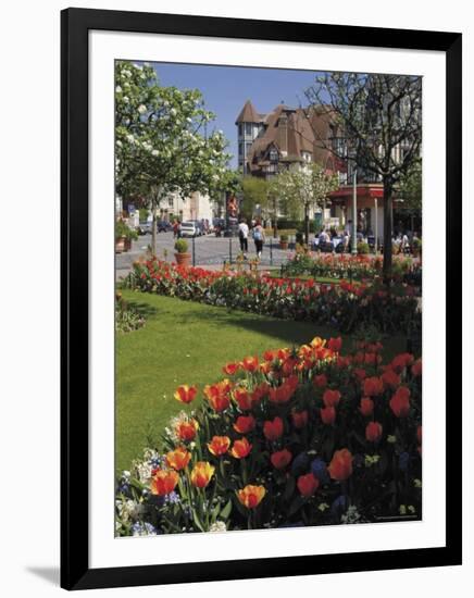 Flower Beds with Tulips in Town Centre, Deauville, Calvados, Normandy, France-David Hughes-Framed Photographic Print
