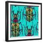 Flower Beetle Turquoise-Sharon Turner-Framed Art Print