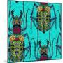 Flower Beetle Turquoise-Sharon Turner-Mounted Art Print