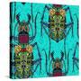 Flower Beetle Turquoise-Sharon Turner-Stretched Canvas