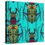 Flower Beetle Turquoise-Sharon Turner-Stretched Canvas