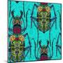 Flower Beetle Turquoise-Sharon Turner-Mounted Art Print