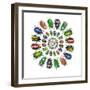 Flower Beetles in Circular Pattern Design-Darrell Gulin-Framed Photographic Print