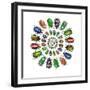 Flower Beetles in Circular Pattern Design-Darrell Gulin-Framed Photographic Print