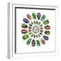 Flower Beetles in Circular Pattern Design-Darrell Gulin-Framed Photographic Print