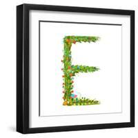 Flower Blossom Decorative Botanical Elegant Alphabet Letter E. Flower ABC Sign E. Floral Summer Col-Popmarleo-Framed Art Print