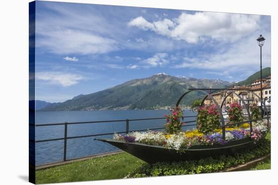 Flower Boat, Domaso, Lake Como, Italian Lakes, Lombardy, Italy, Europe-James Emmerson-Stretched Canvas