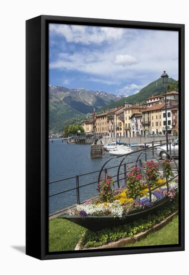 Flower Boat, Domaso, Lake Como, Italian Lakes, Lombardy, Italy, Europe-James Emmerson-Framed Stretched Canvas