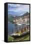 Flower Boat, Domaso, Lake Como, Italian Lakes, Lombardy, Italy, Europe-James Emmerson-Framed Stretched Canvas