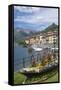 Flower Boat, Domaso, Lake Como, Italian Lakes, Lombardy, Italy, Europe-James Emmerson-Framed Stretched Canvas