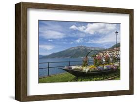 Flower Boat, Domaso, Lake Como, Italian Lakes, Lombardy, Italy, Europe-James Emmerson-Framed Photographic Print