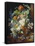 Flower Bouquet Next to a Column-Jan van Huysum-Framed Stretched Canvas