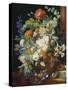 Flower Bouquet Next to a Column-Jan van Huysum-Stretched Canvas