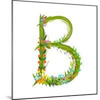 Flower Calligraphy Floral Elegant Decorative Alphabet Letter B. Intricate Sign. Floral Summer Color-Popmarleo-Mounted Art Print