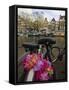 Flower Chain Holding Two Bicycles Together, Amsterdam, Netherlands, Europe-Amanda Hall-Framed Stretched Canvas