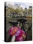 Flower Chain Holding Two Bicycles Together, Amsterdam, Netherlands, Europe-Amanda Hall-Stretched Canvas