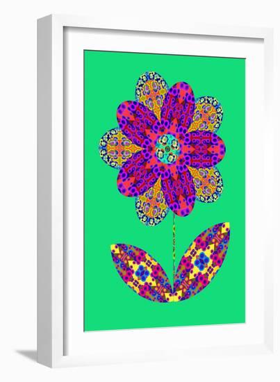 Flower cutout on green, 2020, (collage)-Jane Tattersfield-Framed Giclee Print