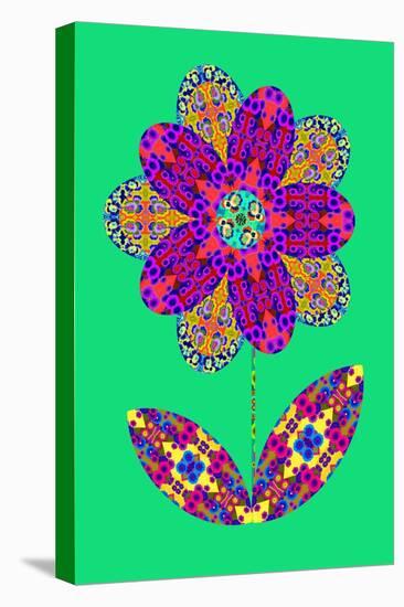 Flower cutout on green, 2020, (collage)-Jane Tattersfield-Stretched Canvas