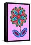 Flower cutout on pink, 2020, (collage)-Jane Tattersfield-Framed Stretched Canvas