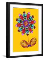 Flower cutout on yellow, 2020, (collage)-Jane Tattersfield-Framed Giclee Print