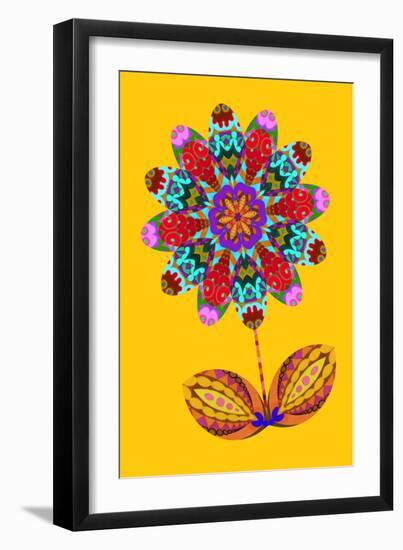 Flower cutout on yellow, 2020, (collage)-Jane Tattersfield-Framed Giclee Print