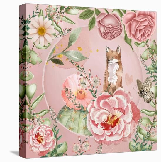 Flower Fox-The Font Diva-Stretched Canvas