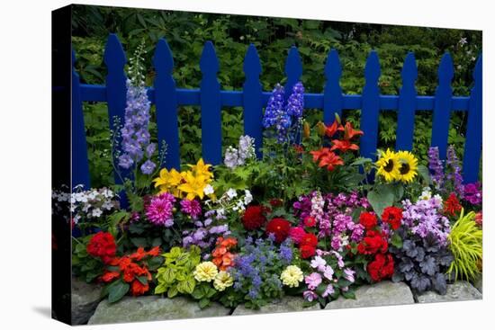 Flower Garden and Picket Fence-Darrell Gulin-Stretched Canvas