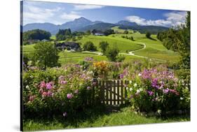 Flower Garden at Hoeglwoerth Monastery, Upper Bavaria, Bavaria, Germany-null-Stretched Canvas