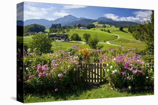 Flower Garden at Hoeglwoerth Monastery, Upper Bavaria, Bavaria, Germany-null-Stretched Canvas