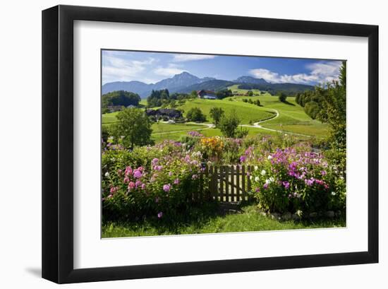 Flower Garden at Hoeglwoerth Monastery, Upper Bavaria, Bavaria, Germany-null-Framed Art Print