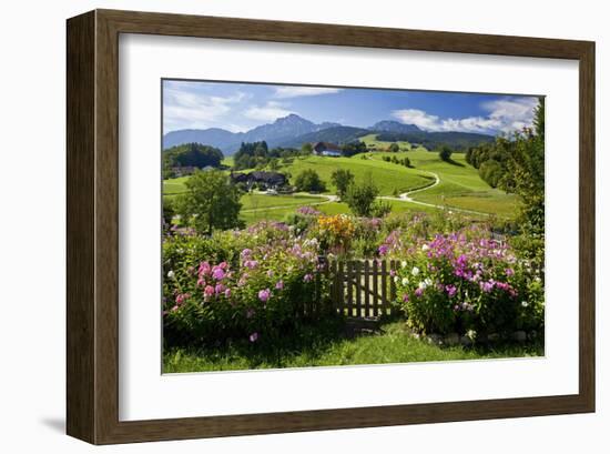 Flower Garden at Hoeglwoerth Monastery, Upper Bavaria, Bavaria, Germany-null-Framed Art Print