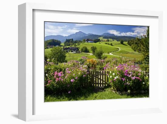 Flower Garden at Hoeglwoerth Monastery, Upper Bavaria, Bavaria, Germany-null-Framed Art Print