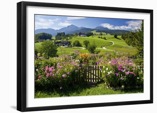 Flower Garden at Hoeglwoerth Monastery, Upper Bavaria, Bavaria, Germany-null-Framed Art Print