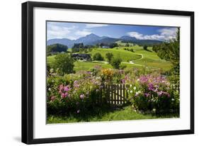 Flower Garden at Hoeglwoerth Monastery, Upper Bavaria, Bavaria, Germany-null-Framed Art Print