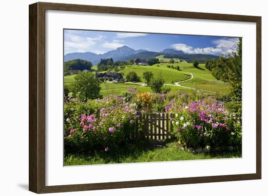 Flower Garden at Hoeglwoerth Monastery, Upper Bavaria, Bavaria, Germany-null-Framed Art Print