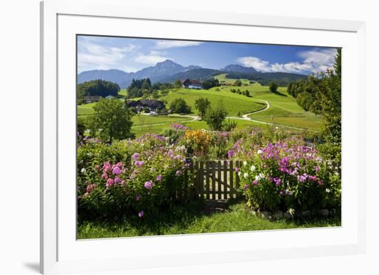 Flower Garden at Hoeglwoerth Monastery, Upper Bavaria, Bavaria, Germany-null-Framed Art Print