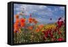 Flower-Garden with Dahlias-Ludwig Mallaun-Framed Stretched Canvas