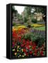 Flower Gardens in Old Town by Rhine River, St Kastor Church, Koblenz, Germany-Bill Bachmann-Framed Stretched Canvas