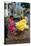 Flower Garland Maker and Seller Sitting under Durga Devi Temple Arch in Vidyaranyapura,…-null-Stretched Canvas