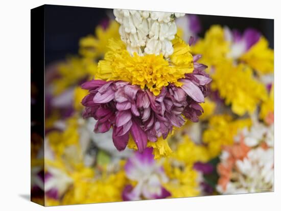 Flower Garlands on a Stall for Temple Offerings, Little India, Singapore, South East Asia-Amanda Hall-Stretched Canvas