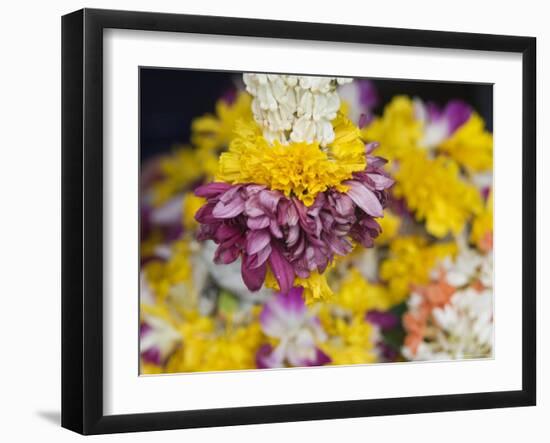 Flower Garlands on a Stall for Temple Offerings, Little India, Singapore, South East Asia-Amanda Hall-Framed Photographic Print