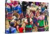 Flower Hmong Tribes People at Market, Nr Bac Ha, Nr Sapa, Vietnam-Peter Adams-Stretched Canvas